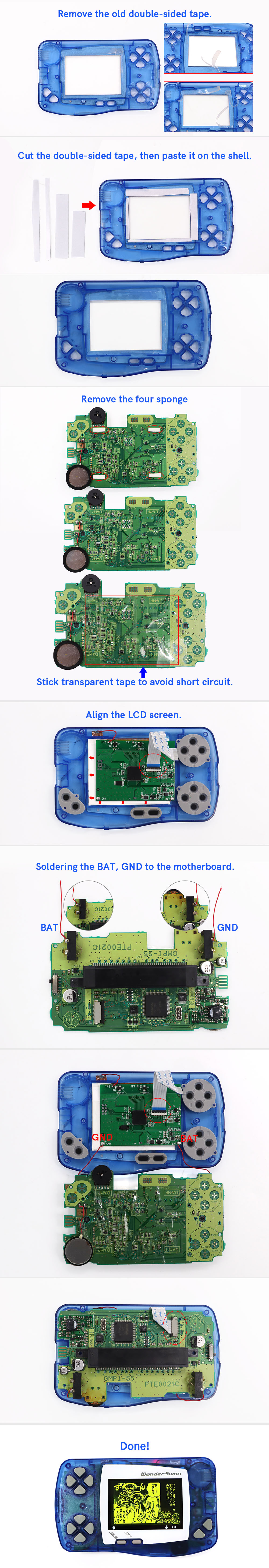 High Light Backlight Display High Brightness LCD Screen Kit For Bandai WonderSwan For WS Game Console-Hispeedido