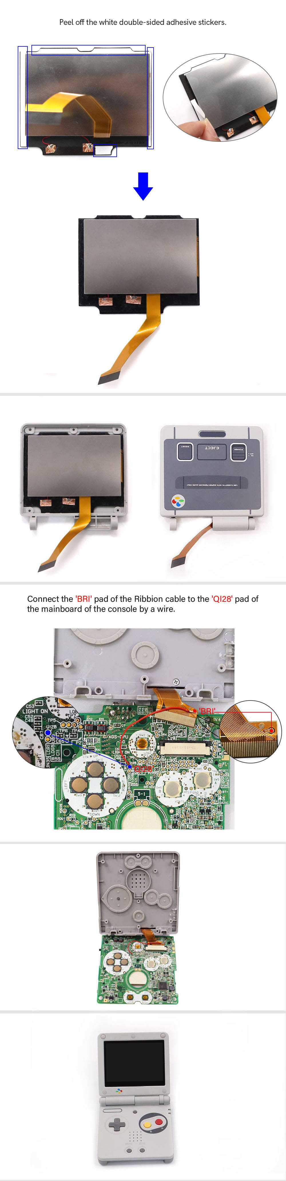 3.0” Drop In V5 Pre-Laminated Add Desaturation IPS Backlight LCD Screen Kit With Shell Case For GBA SP No Need to Trim Shell-Hispeedido 3.0” Drop In V5 Pre-Laminated Add Desaturation IPS Backlight LCD Screen Kit With Shell Case For GBA SP No Need to Trim Shell-Hispeedido