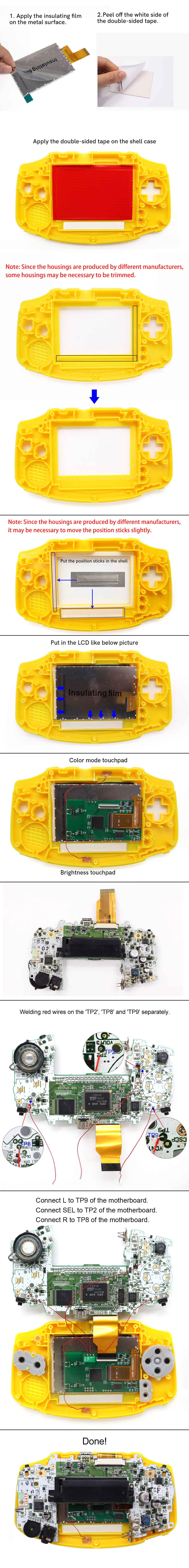 Drop in 3.0” Add Desaturation V5 FRM 720×480 Retro Pixel IPS Backlight LCD Display Kit+Shell For GBA No Need to Trim Shell-Hispeedido Drop in 3.0” Add Desaturation V5 FRM 720×480 Retro Pixel IPS Backlight LCD Display Kit+Shell For GBA No Need to Trim Shell-Hispeedido