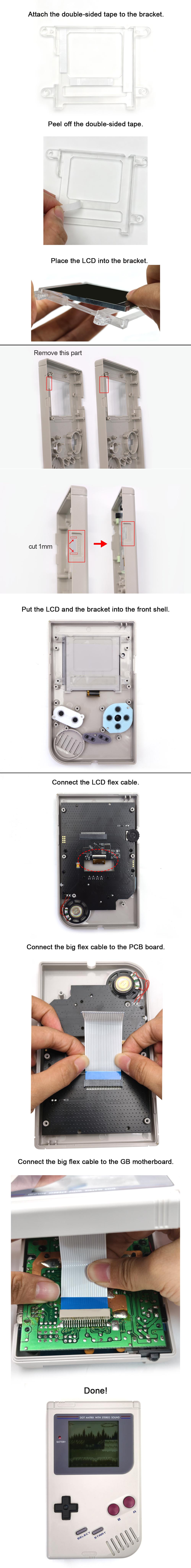 2.5” Grayscale LCD Display Original Size OSD Menu Dot-by-dot Highlight Backlight LCD Kit Pre-cut Shell&Speaker For Game Boy DMG-Hispeedido 2.5” Grayscale LCD Display Original Size OSD Menu Dot-by-dot Highlight Backlight LCD Kit Pre-cut Shell&Speaker For Game Boy DMG-Hispeedido